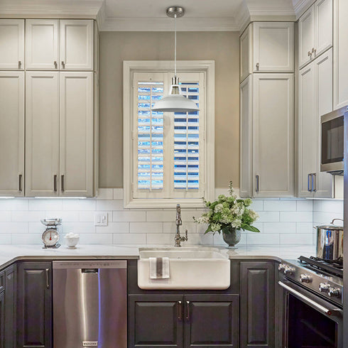 Industrial Pendant Light Brushed Nickel Barn Shade- 1-Light Loft Fixture